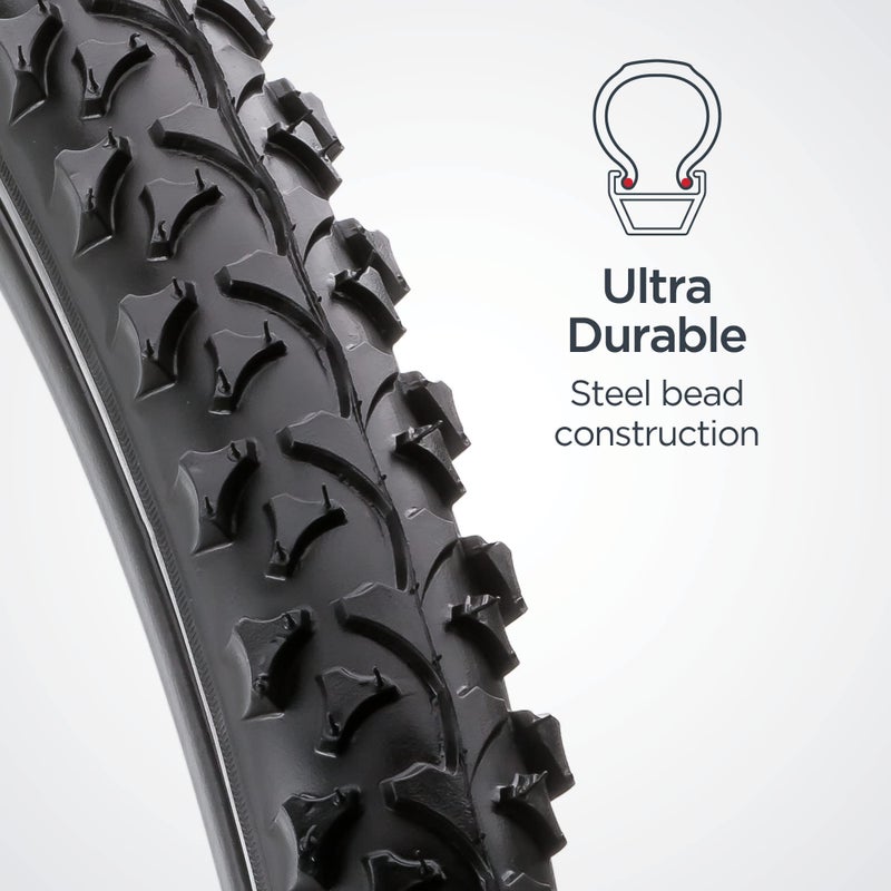 Schwinn Replacement Bike Tire, 26" x 1.95" Mountain Bike Tire, High Traction Tread, Steel Bead Construction, Fits Internal Rim Widths 19mm-29mm, PSI Range 40 to 65 - Image 2